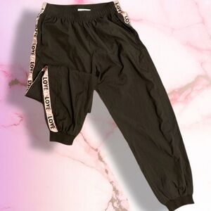 Black Track Joggers with Side 'LOVE' Tape